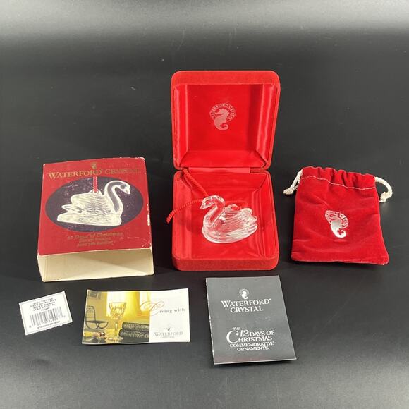 Waterford Crystal Glass Ornament 12 Days of Christmas Seven Swans 2001 7th - Picture 1 of 10